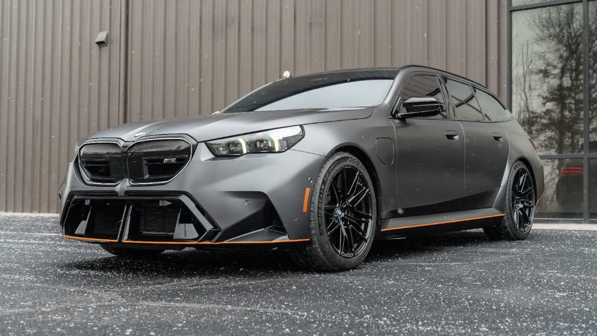 Windshield protection film on a BMW M5